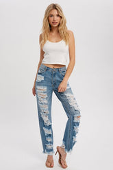 Distressed  Straight Leg Jeans